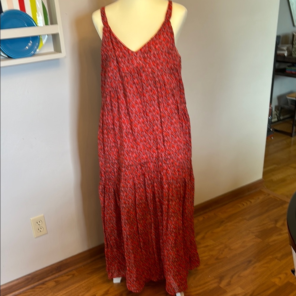 Red & Pink Sleeveless Maxi Dress